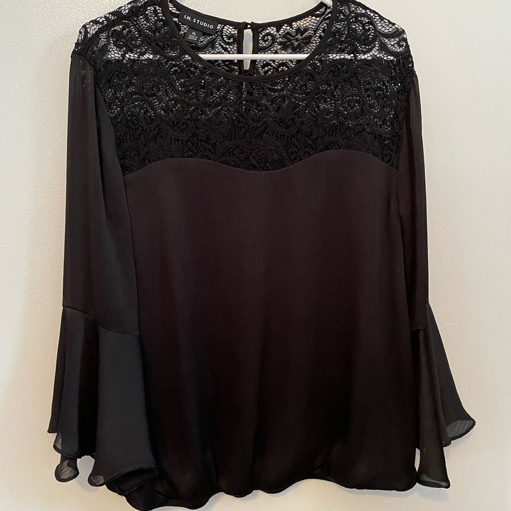 Satin and lace sweetheart blouse